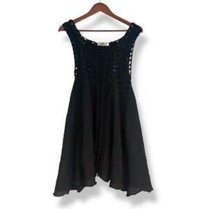 [India Boutique] Black Crochet Tunic
